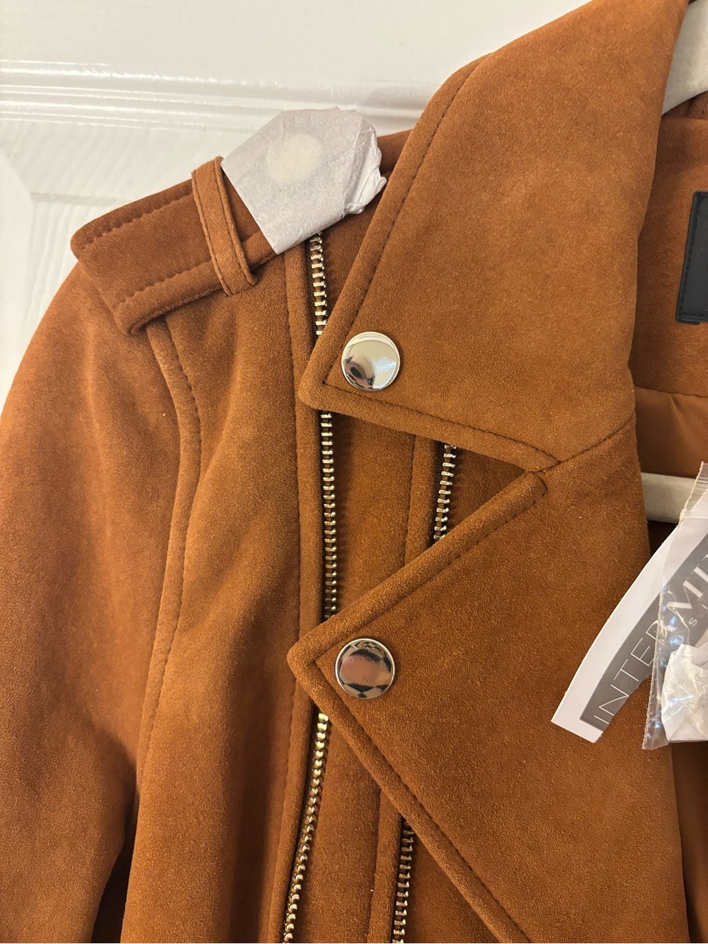 Intermix Exclusive Goat Suede Moto Jacket in Brown NWT 🤎 - Picture 8 of 10